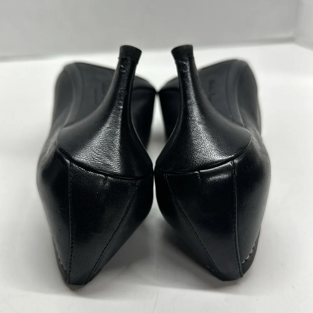 Salvatore Ferragamo Heels Low Heel Pump Shoes Ganici Bit Black Silver Size 6 B